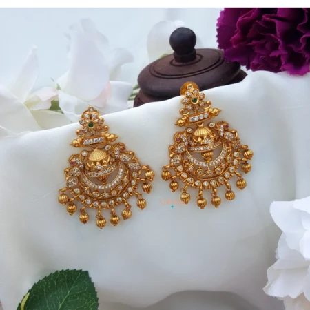 Chandbali Design Golden Beads Earrings