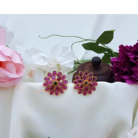 2 in 1 Floral Design Kemp Stone Earring