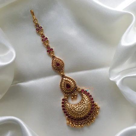 Lovely Bridal Maang Tikka - Ruby