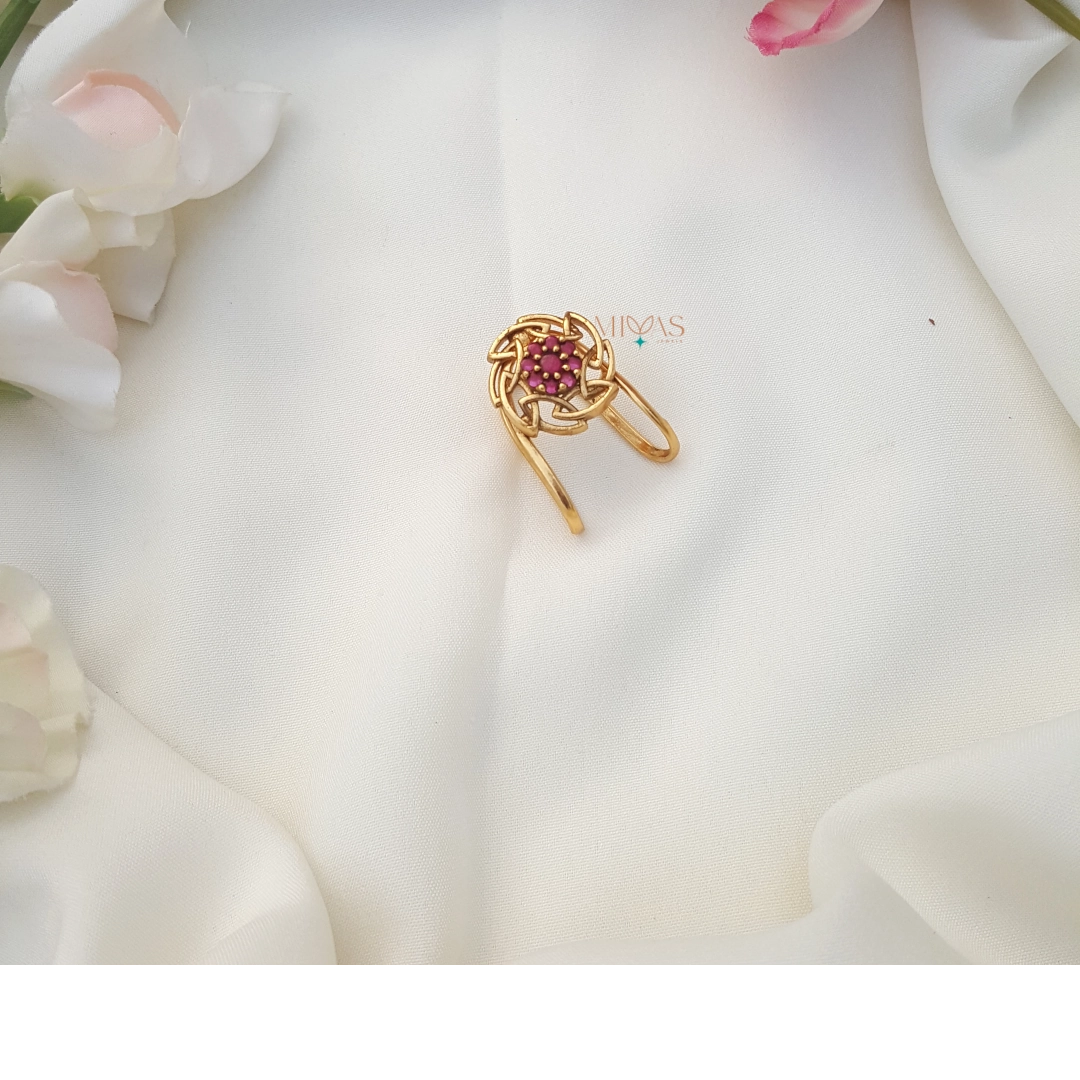 Ruby Golden Crossandra Finger Ring | My Site 1