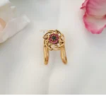 Nihara – Flower Design Vanki Type Finger Ring – Ruby and Green – MJ6054-1