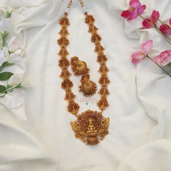 Gorgeous Lakshmi Motifs Long Haram-Multi