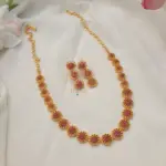 Beautiful Floral Design AD Stone Necklace – Ruby-MJ1341-2