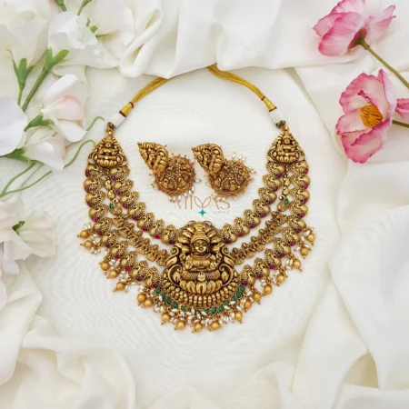 Grand Three layered Lakshmi Bridal Necklace