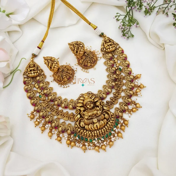 Grand Three layered Lakshmi Bridal Necklace