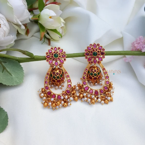 2 in 1 Kemp stone Removable Earring/Jhumka