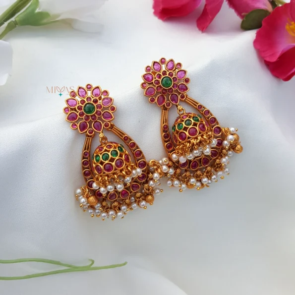 2 in 1 Kemp stone Removable Earring/Jhumka