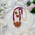 Intricate Lakshmi Motif Pink Beaded Haram-MJ1309-2