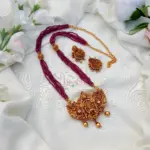 Intricate Lakshmi Motif Pink Beaded Haram