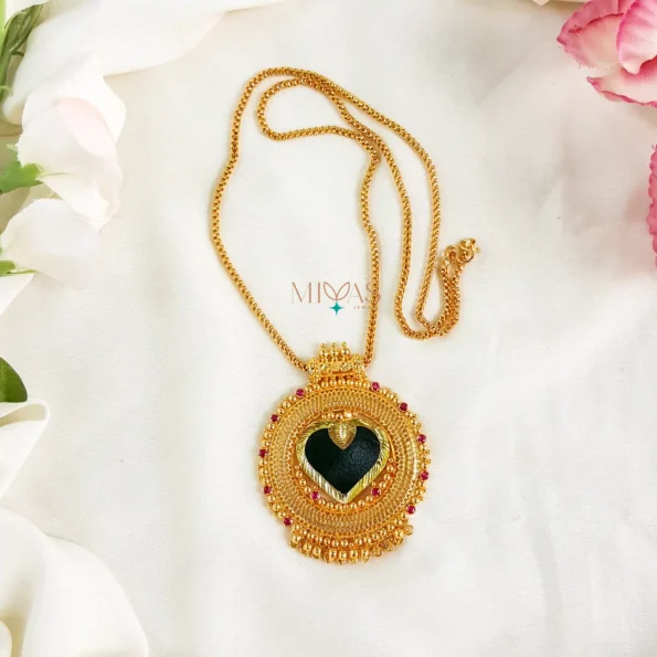 Stunning Heart Palakka Pendant Chain