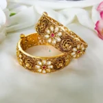 Heavily Carved And Crafted Floral Design Openable Bangle -MJ3086-2