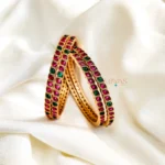 Lovely Pink And Green Kemp Stone Bangle – Set of 4-MJ3116-1