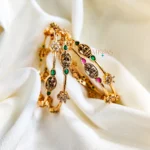 Antique Gold Floral And Lakshmi Motif Bangles  Set Of 4-MJ3117-1